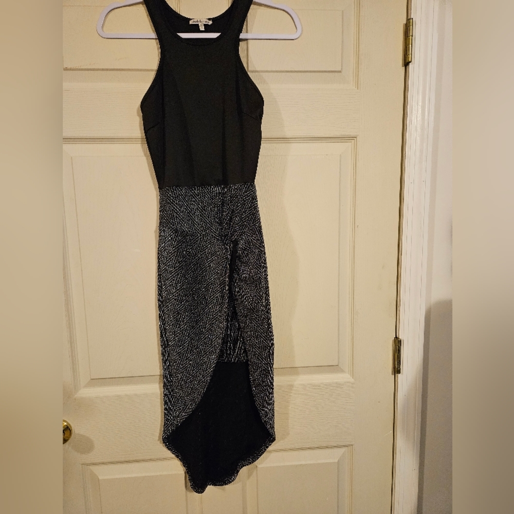 Charlotte Russe Black Formal Dress w/Silver threading at the bottom Size XS